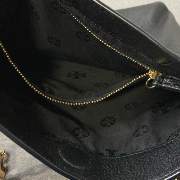 Tory Burch EUC Black Leather w/ Gold-Tone Hardware Shoulder Bag - Picture 14 of 15